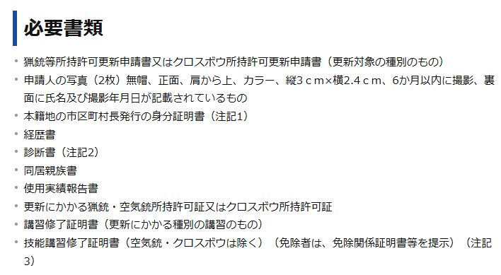 更新に必要な書類一覧